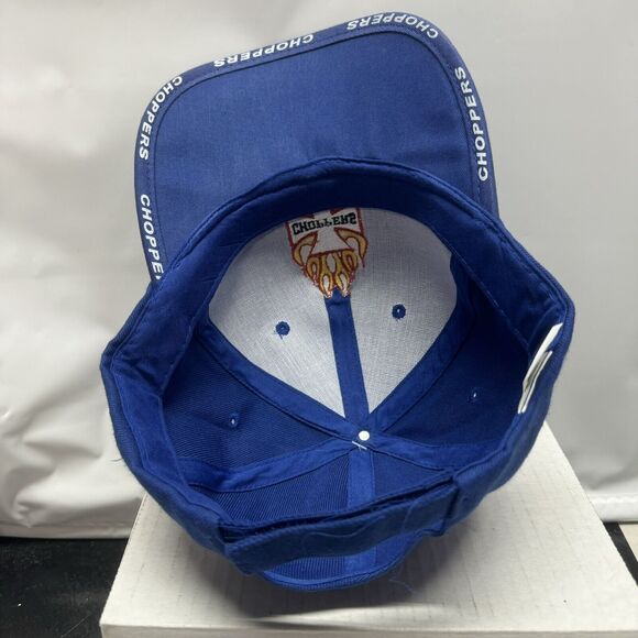 Choppers Flames Blue Hat Cap Biker Motorcycle Adjustable Strap Logo Embroidered - Picture 5 of 7